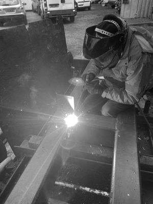 welding our new launch trolly